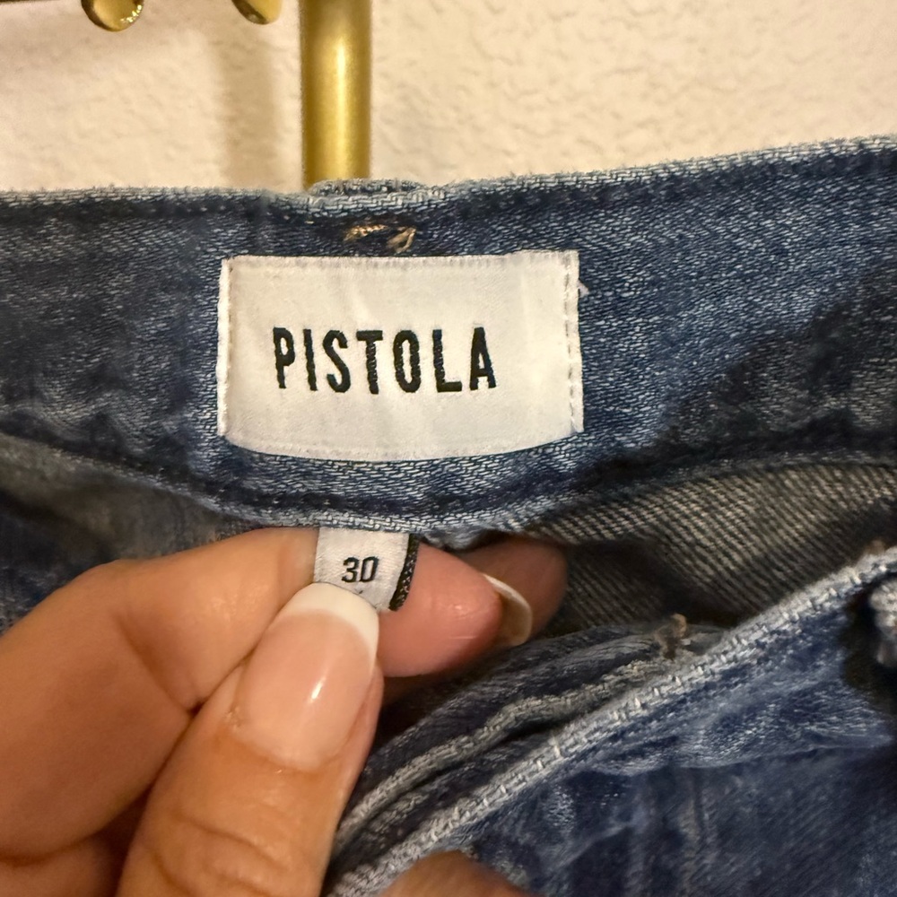 Pistola Wide Leg Denim Jeans in Medium Blue Distressed - Picture 5 of 9